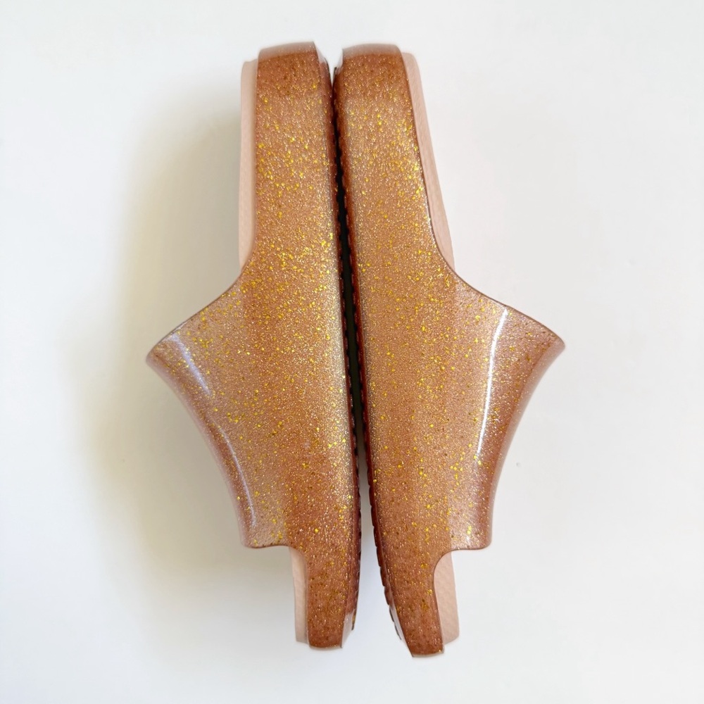 MINI MELISSA ROSE GOLD PINK GLITTER CLOUD SLIDE JELLY SANDALS - Picture 5 of 10